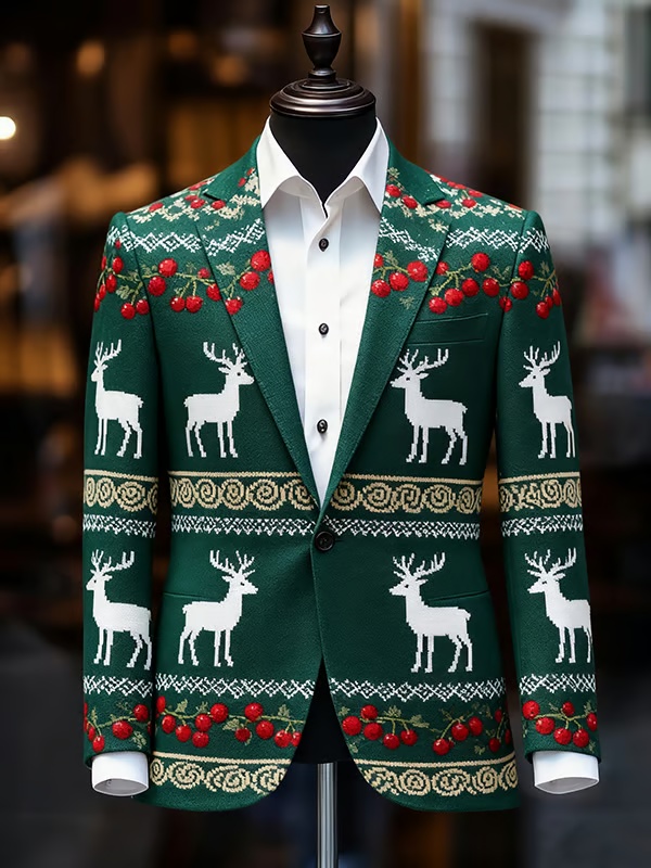 Men's Business Casual Christmas Suit Outerwear