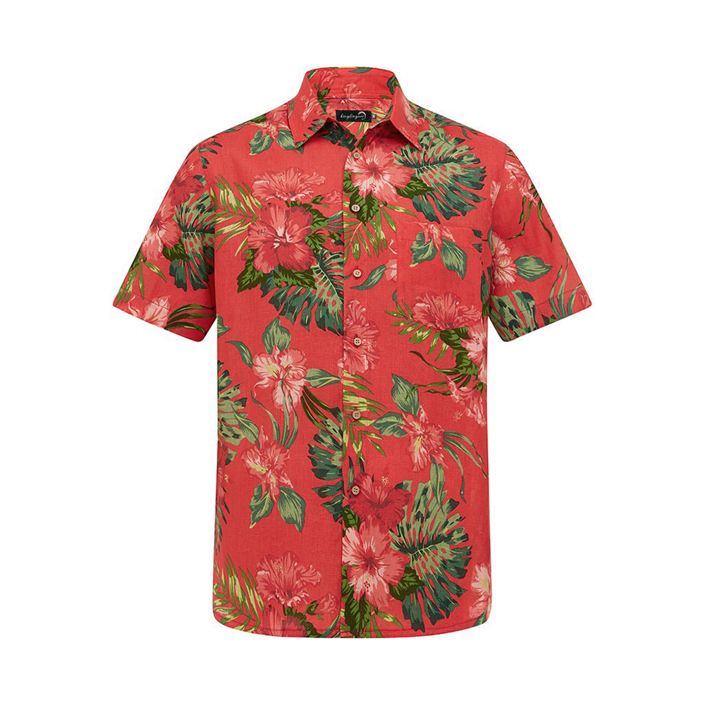 Soft High Elasticity Casual Tropical Print Short Sleeve Breathable Shirt