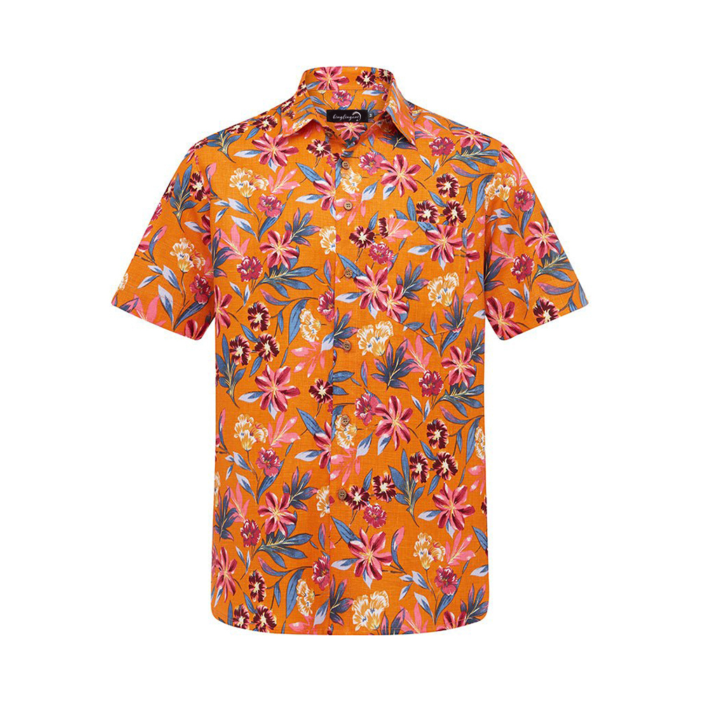 Soft High Elasticity Casual Tropical Print Short Sleeve Breathable Shirt