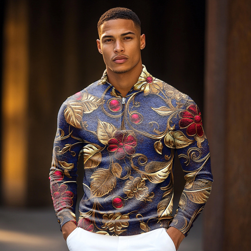 Luxe Men's Fashion Stand Collar Cardigan Sweater Knit Jacket