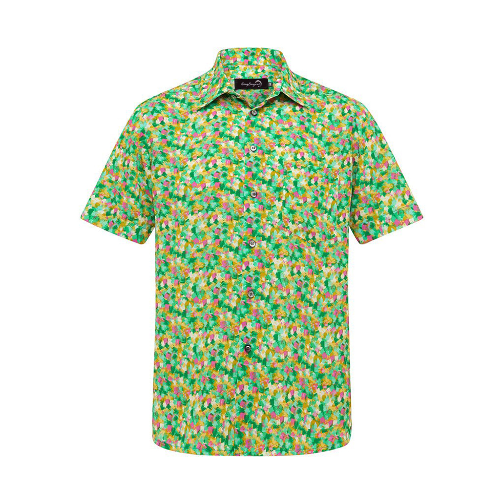Soft High Elasticity Casual Tropical Print Short Sleeve Breathable Shirt