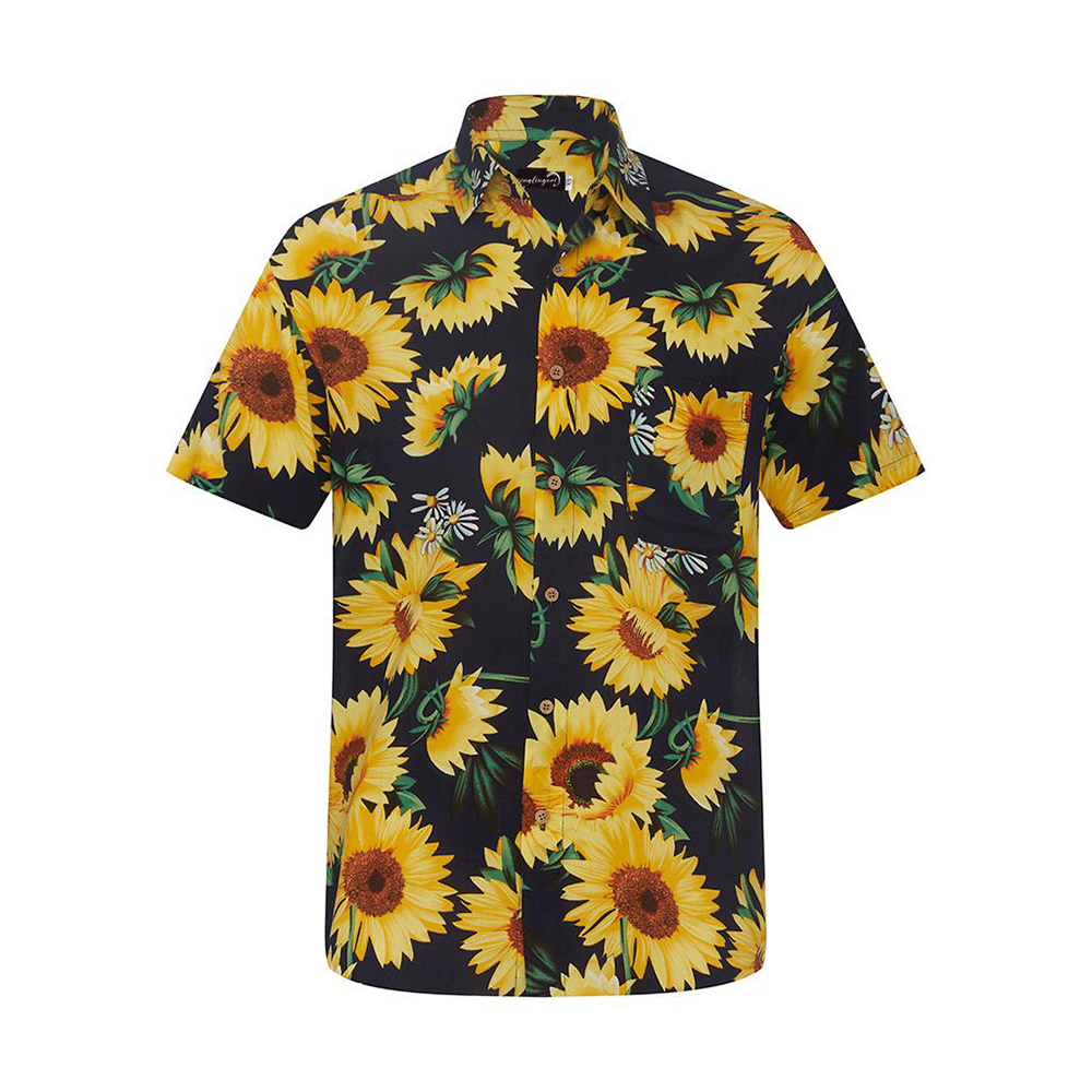 Soft High Elasticity Casual Tropical Print Short Sleeve Breathable Shirt