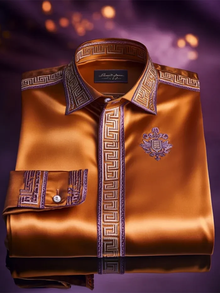 Men's Satin Luxury Business Long Sleeve Shirt