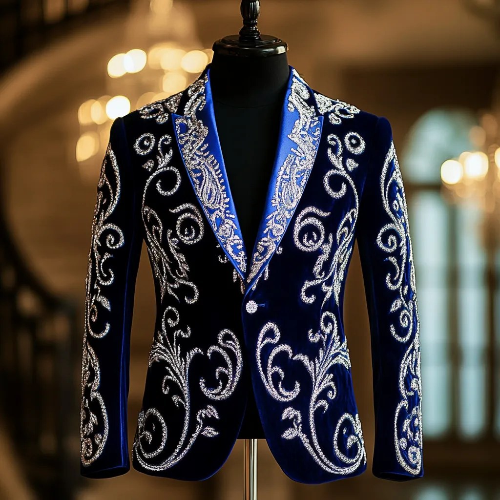 Unique embroidery business gentleman casual Men's Luxury Business Casual Fashion Blazer Suit Coat Jacket