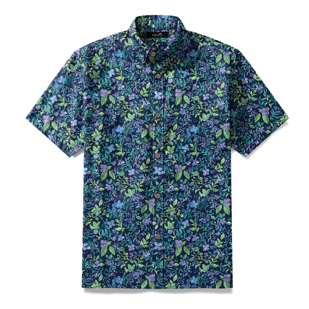 100% Cotton Soft High Elasticity Casual Tropical Print Short Sleeve Breathable Shirt