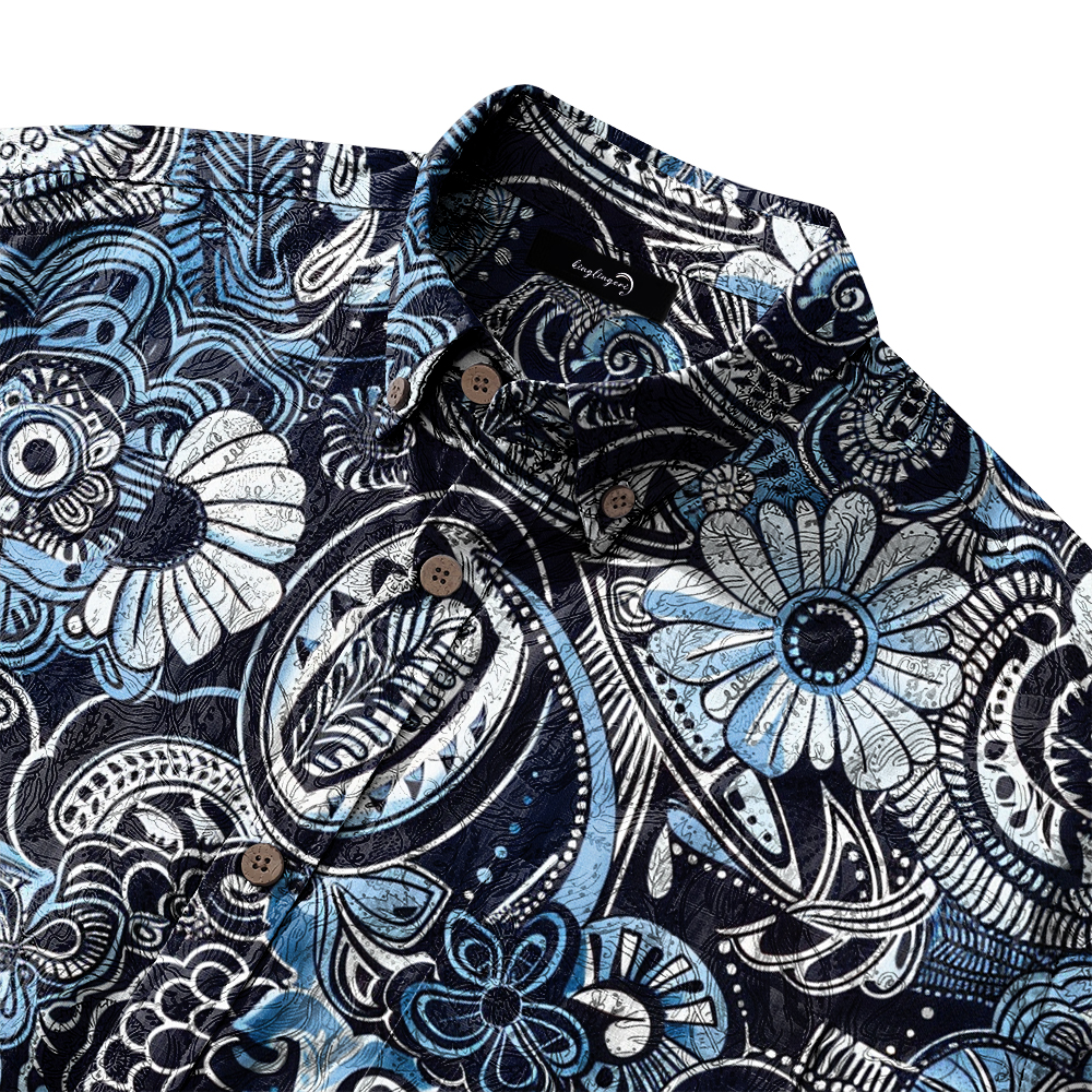 100% Cotton High elasticity Casual Tropical print Men's Holiday Breathable Hawaiian Shirt