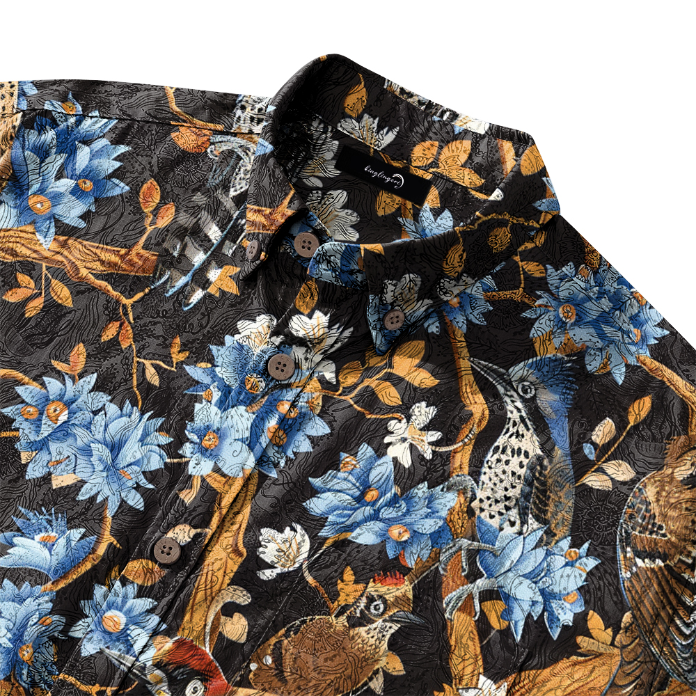 100% Cotton High elasticity Casual Tropical print Men's Holiday Breathable Hawaiian Shirt