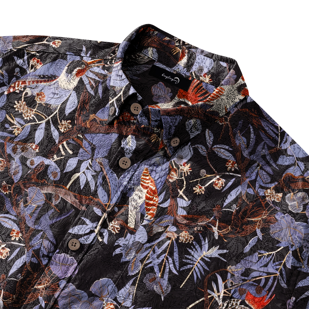 100% Cotton High elasticity Casual Tropical print Men's Holiday Breathable Hawaiian Shirt