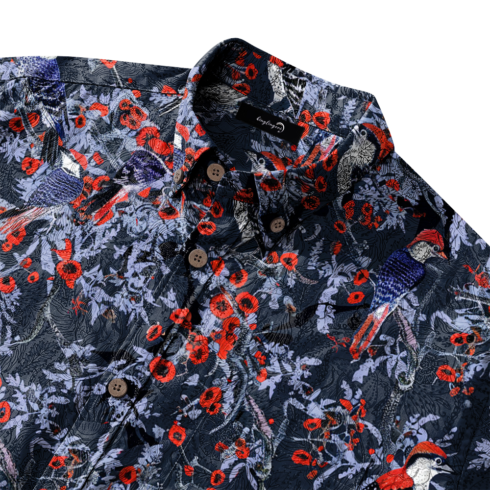 100% Cotton High elasticity Casual Tropical print Men's Holiday Breathable Hawaiian Shirt
