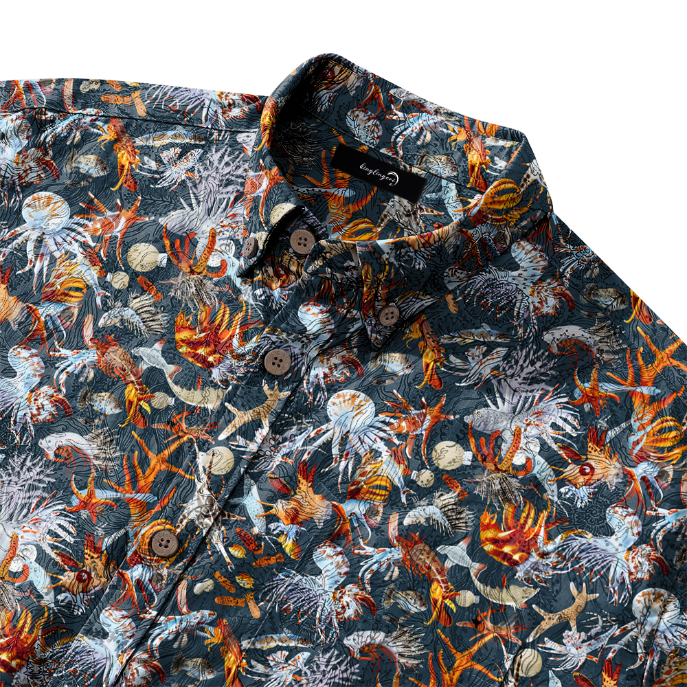 100% Cotton High elasticity Casual Tropical print Men's Holiday Breathable Hawaiian Shirt