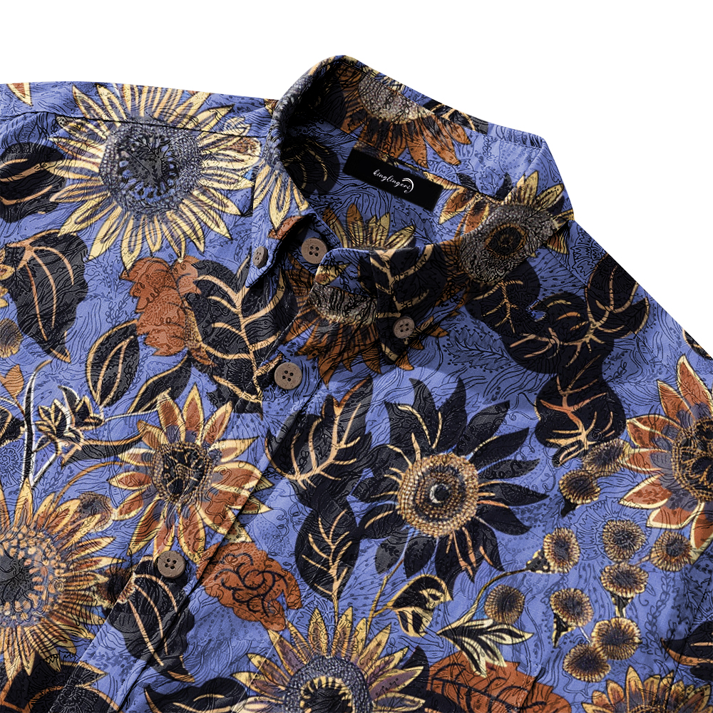 100% Cotton High elasticity Casual Tropical print Men's Holiday Breathable Hawaiian Shirt