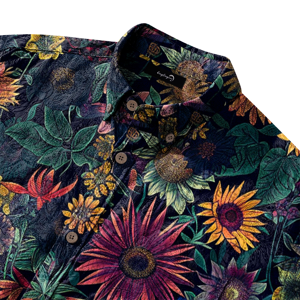 100% Cotton High elasticity Casual Tropical print Men's Holiday Breathable Hawaiian Shirt