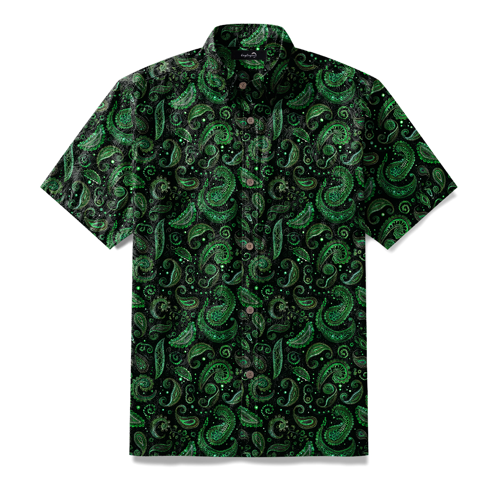 100% Cotton Soft High Elasticity Casual Tropical Print Short Sleeve Breathable Shirt