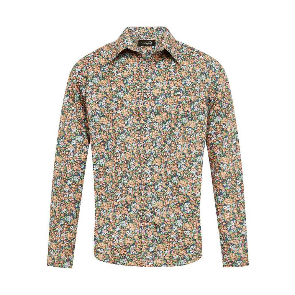 Hawaiian Men's Mid Cotton Button-down Aloha Shirt fashion printed pattern long-sleeved Shirt