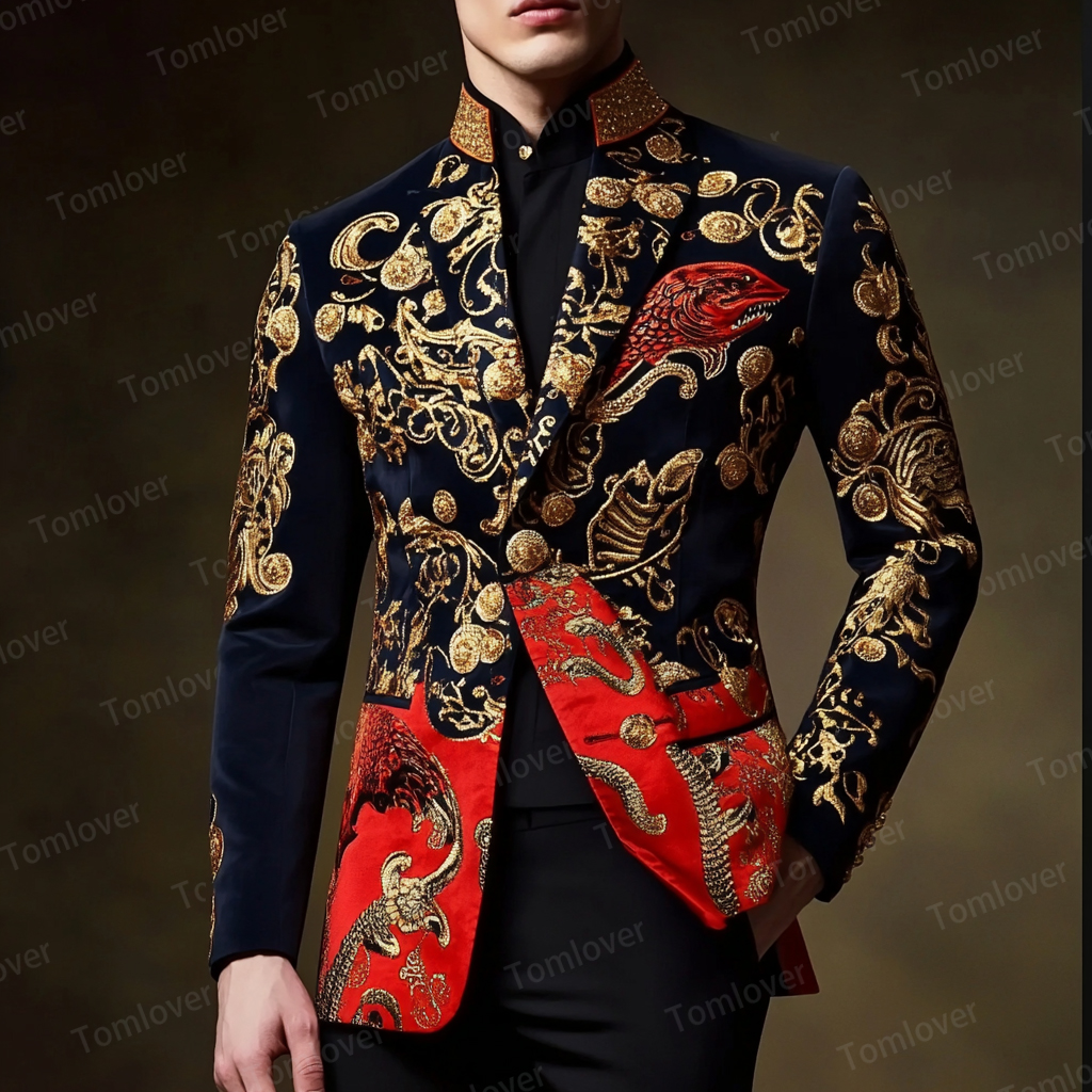 Luxury Stand-up collar Embroidery Jacket Limited sale Fashion Men's High quality High discount