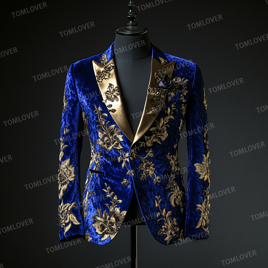 Unique embroidery business gentleman casual Men's Luxury Business Casual Fashion Blazer Suit Coat Jacket