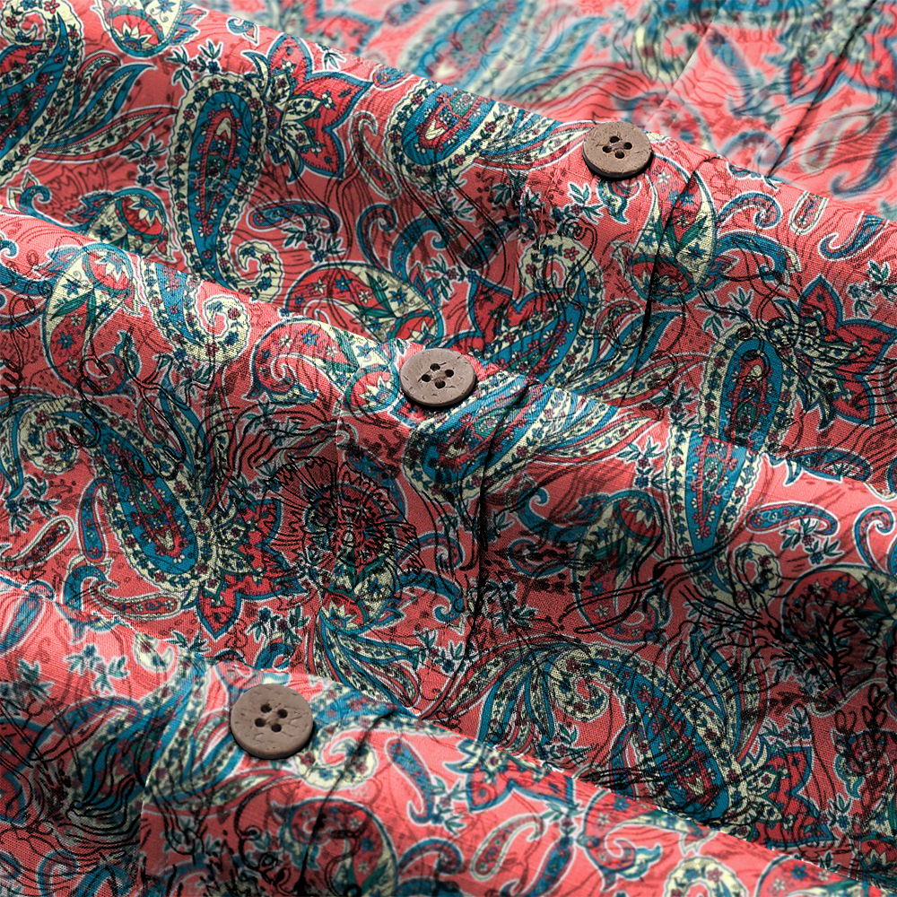 Men's Mid Cotton Button-down Aloha Shirt fashion printed pattern long-sleeved Shirt