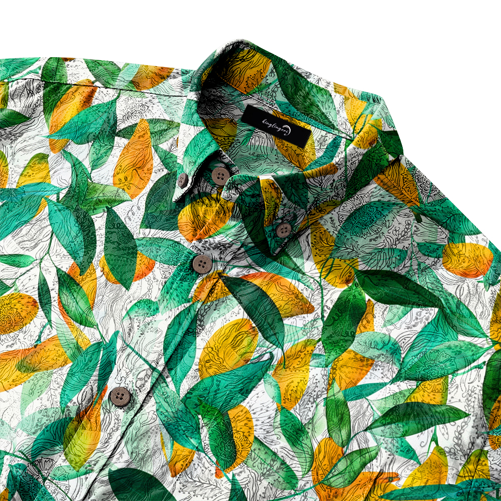 100% Cotton High elasticity Casual Tropical print Men's Holiday Breathable Hawaiian Shirt