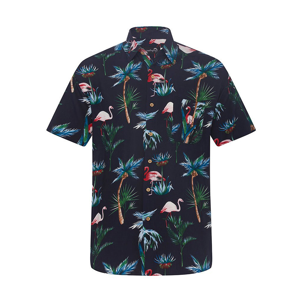Soft High Elasticity Casual Tropical Print Short Sleeve Breathable Shirt