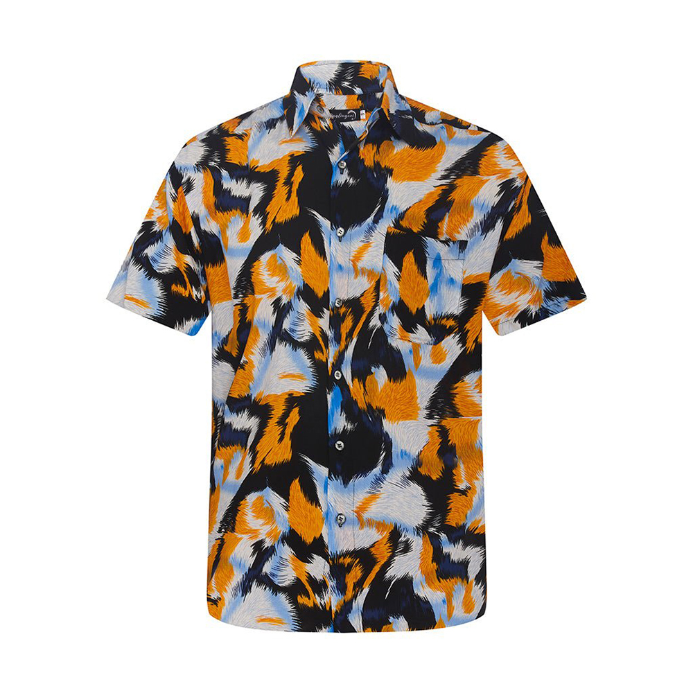 Soft High Elasticity Casual Tropical Print Short Sleeve Breathable Shirt