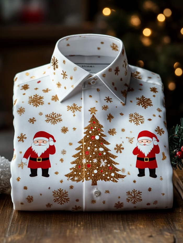 Men's Luxury Christmas Party Long Sleeve Button-Down Shirt