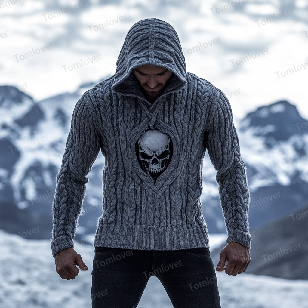 Men's Viking Wolf Inspired Celtic Chunky Hooded Sweater