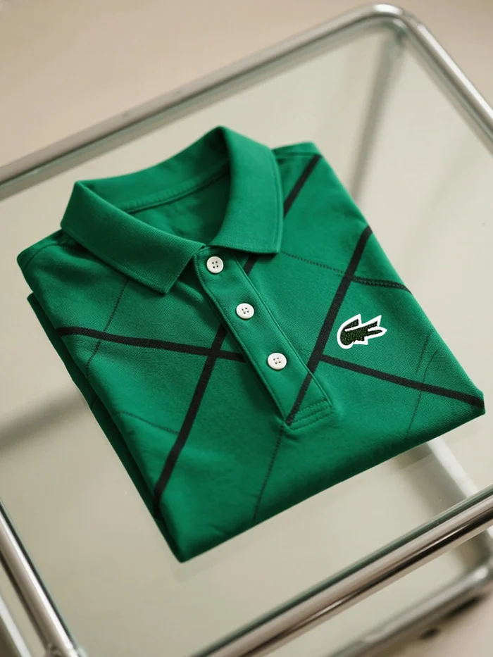 Men's Classic Business Logo Button Short Sleeve Polo Shirt