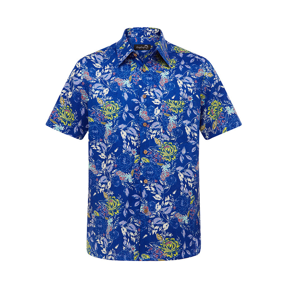 Soft High Elasticity Casual Tropical Print Short Sleeve Breathable Shirt