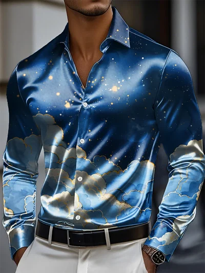 Men's Satin Luxury Business Long Sleeve Shirt