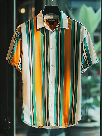 Men's Satin Luxe Short Sleeve Button-Down Soft High Elasticity Short Sleeve Breathable Shirt