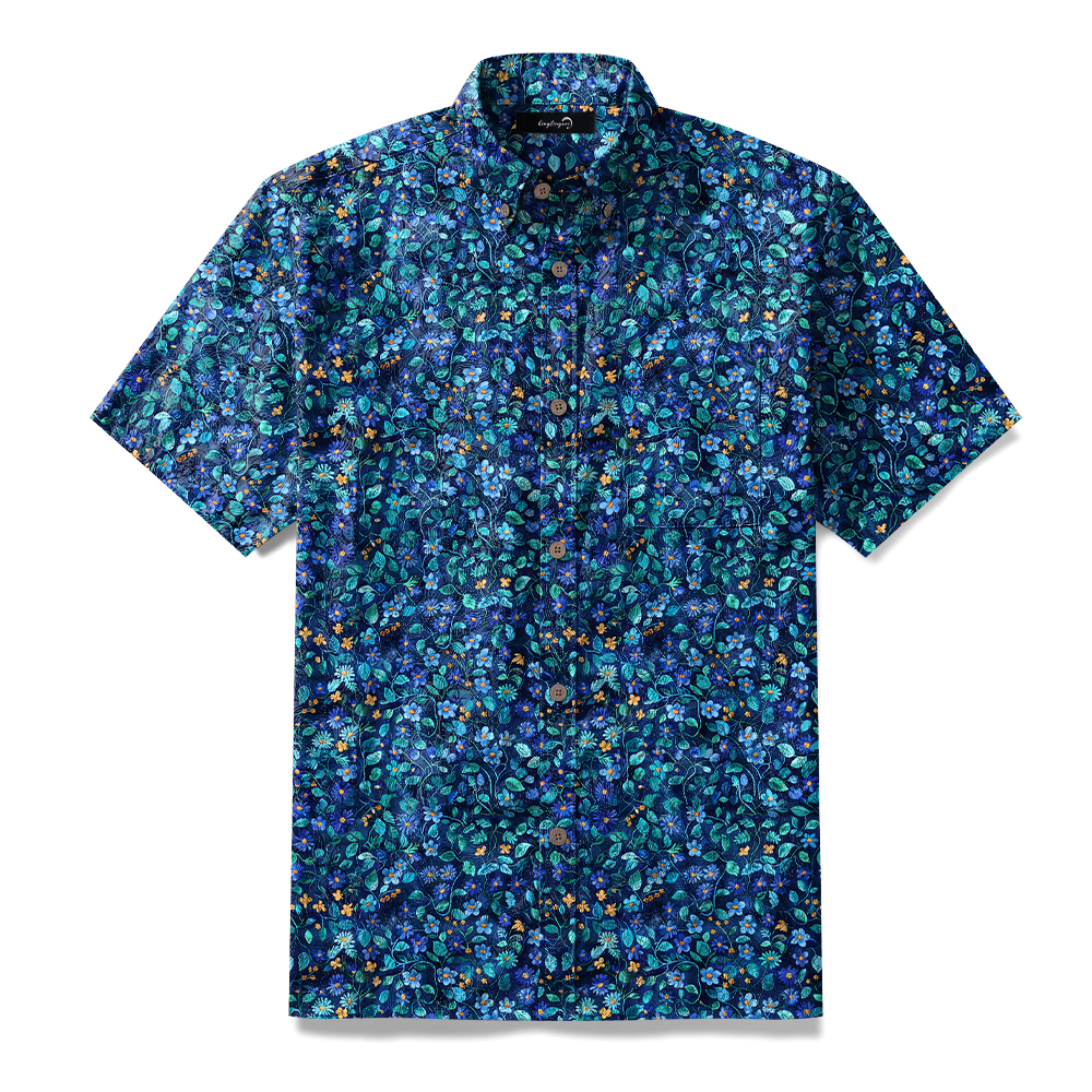 100% Cotton Soft High Elasticity Casual Tropical Print Short Sleeve Breathable Shirt