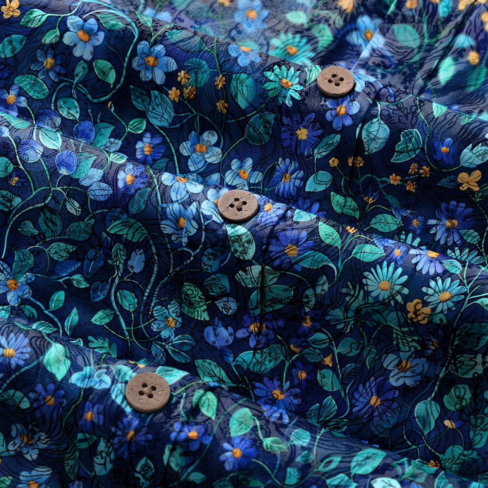 100% Cotton Soft High Elasticity Casual Tropical Print Short Sleeve Breathable Shirt