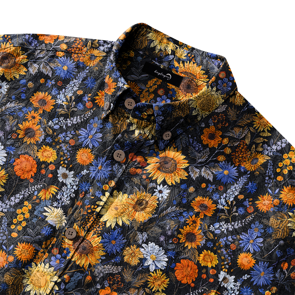 100% Cotton Soft High Elasticity Casual Tropical Print Short Sleeve Breathable Shirt