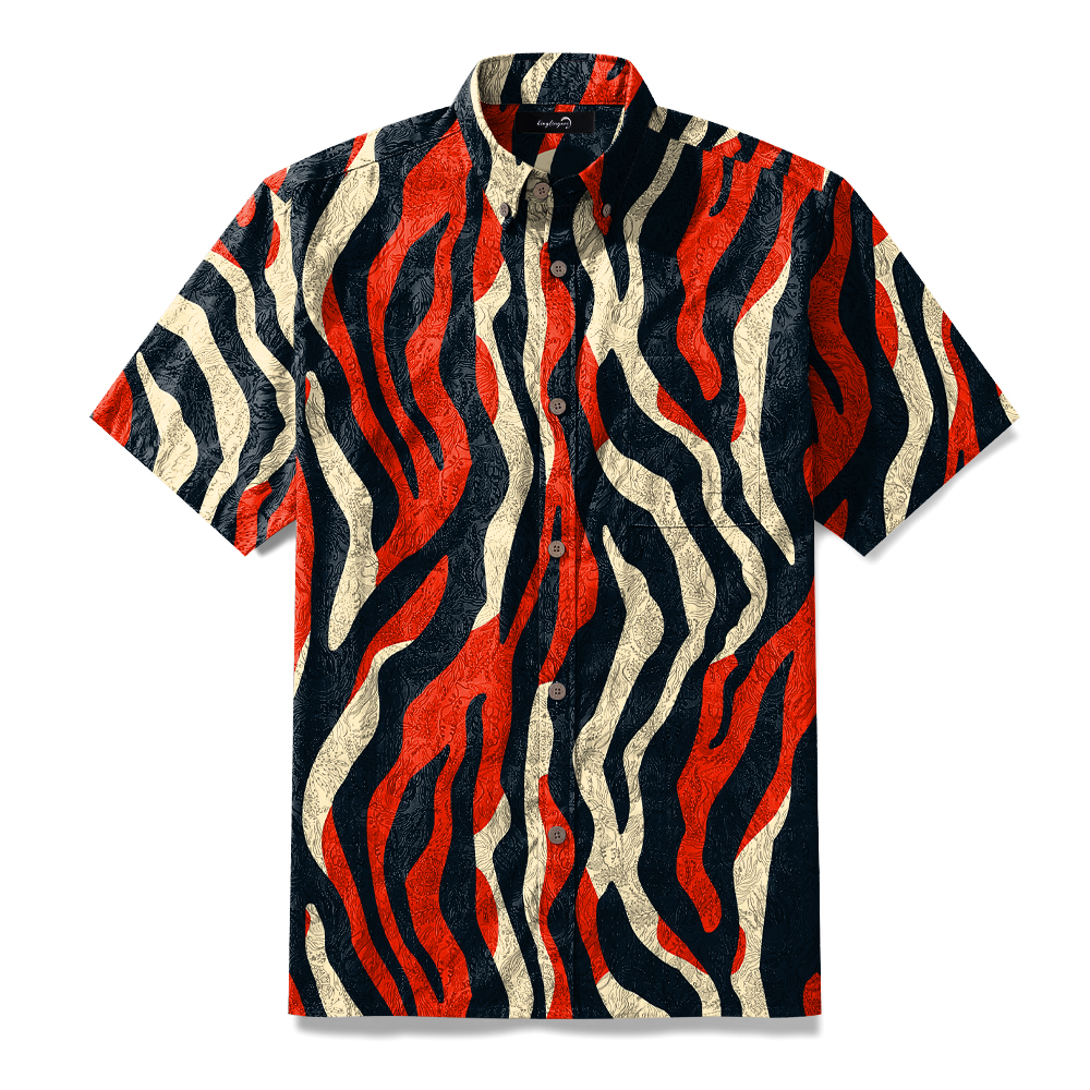 100% Cotton Soft High Elasticity Casual Tropical Print Short Sleeve Breathable Shirt