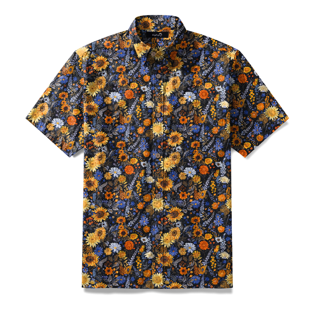 100% Cotton Soft High Elasticity Casual Tropical Print Short Sleeve Breathable Shirt