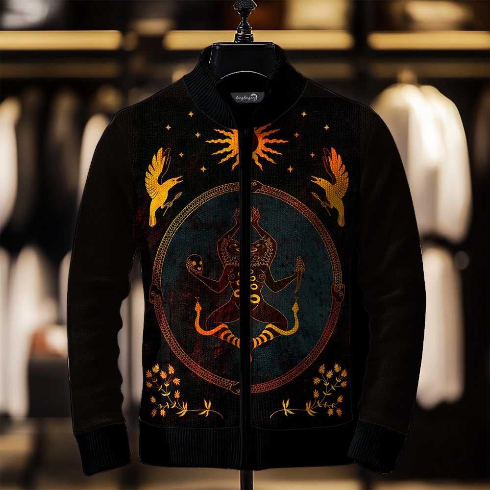 Luxe Men's Fashion Stand Collar Cardigan Sweater Knit Jacket