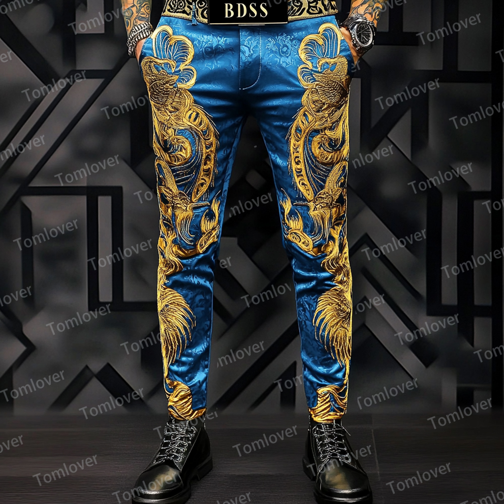 High elastic fabric luxury business casual men's fashion trousers