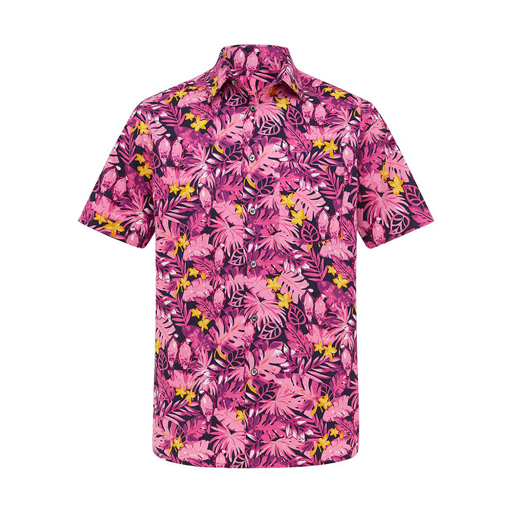 Soft High Elasticity Casual Tropical Print Short Sleeve Breathable Shirt