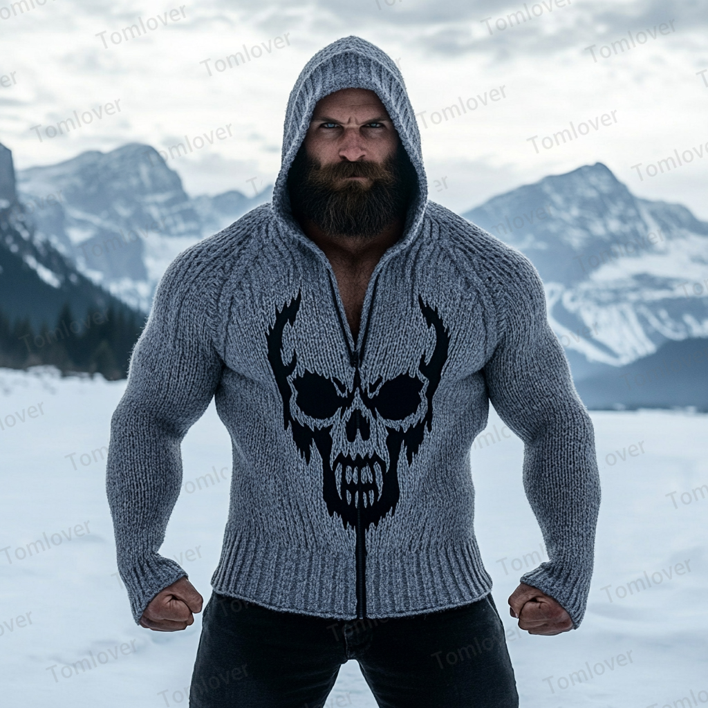Men's Viking Wolf Inspired Celtic Chunky Hooded Sweater