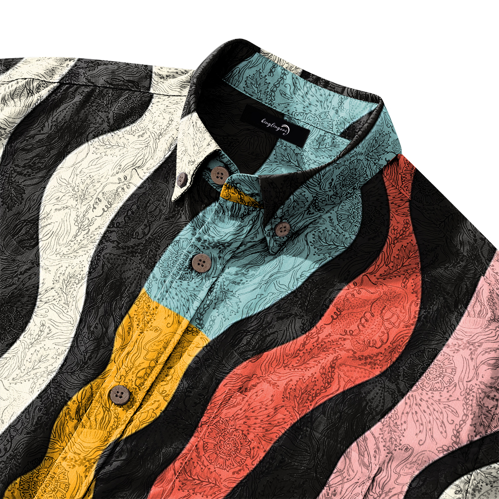 100% Cotton Soft High Elasticity Casual Tropical Print Short Sleeve Breathable Shirt