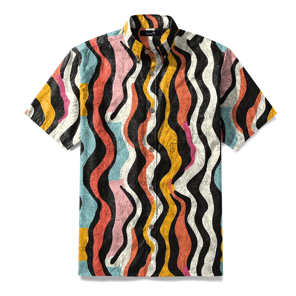 100% Cotton Soft High Elasticity Casual Tropical Print Short Sleeve Breathable Shirt