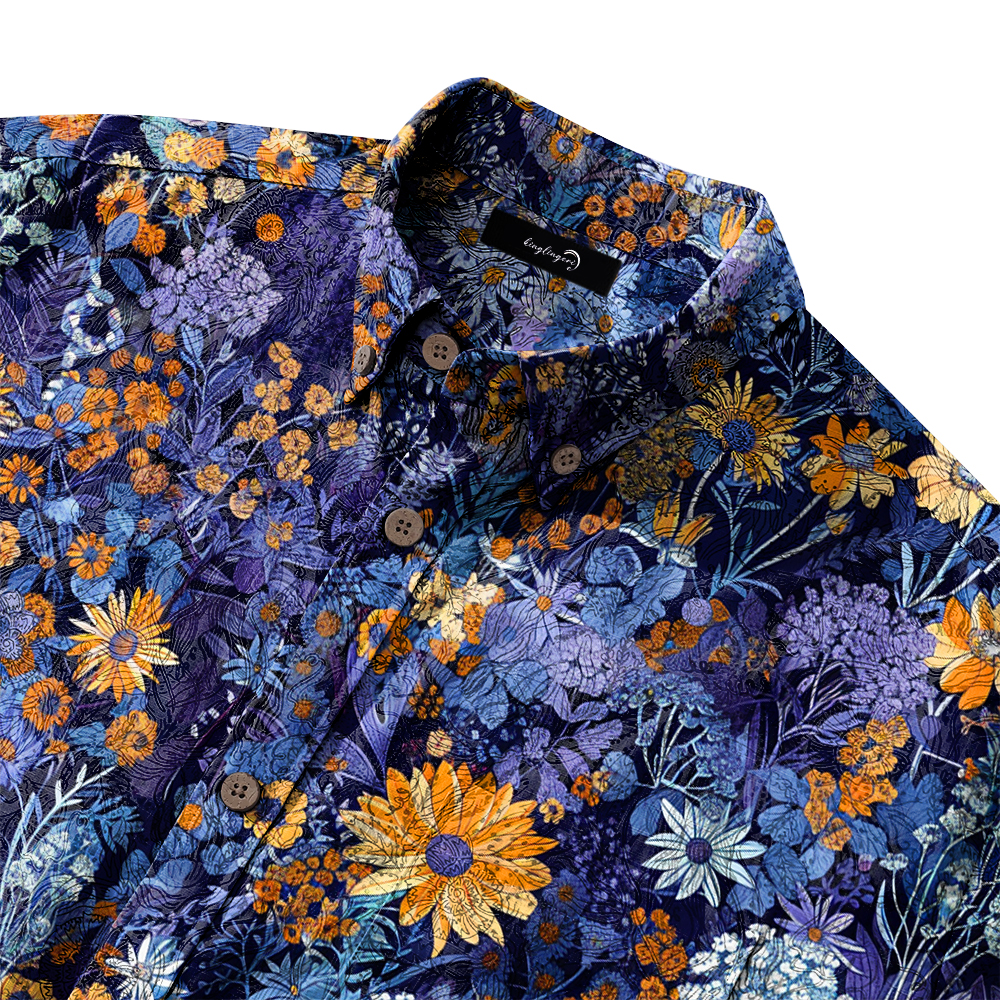 100% Cotton Soft High Elasticity Casual Tropical Print Short Sleeve Breathable Shirt