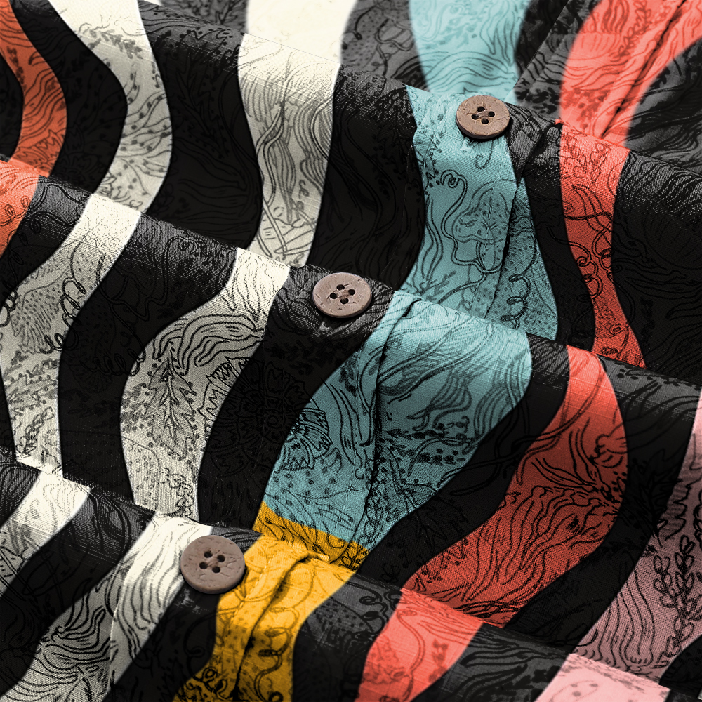 100% Cotton Soft High Elasticity Casual Tropical Print Short Sleeve Breathable Shirt