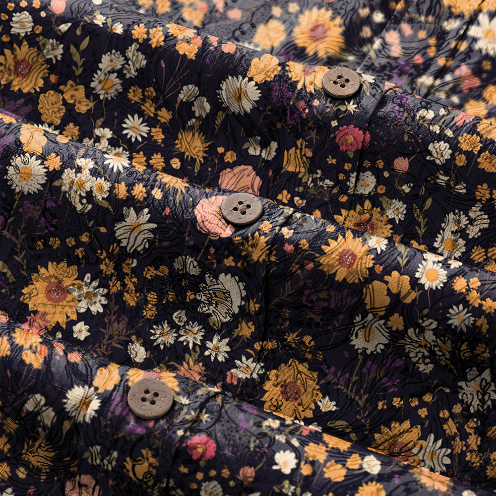 100% Cotton Soft High Elasticity Casual Tropical Print Short Sleeve Breathable Shirt