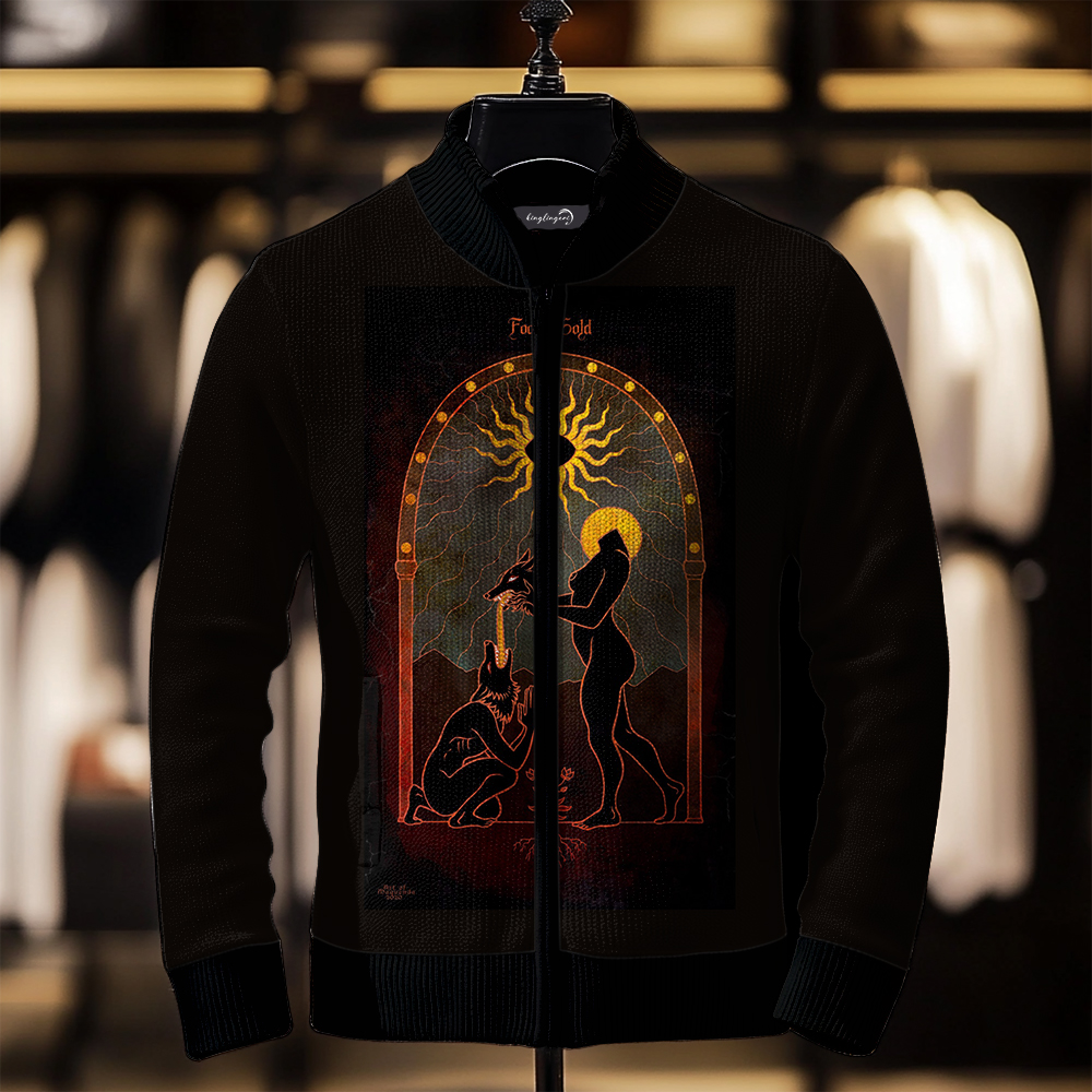 Luxe Men's Fashion Stand Collar Cardigan Sweater Knit Jacket