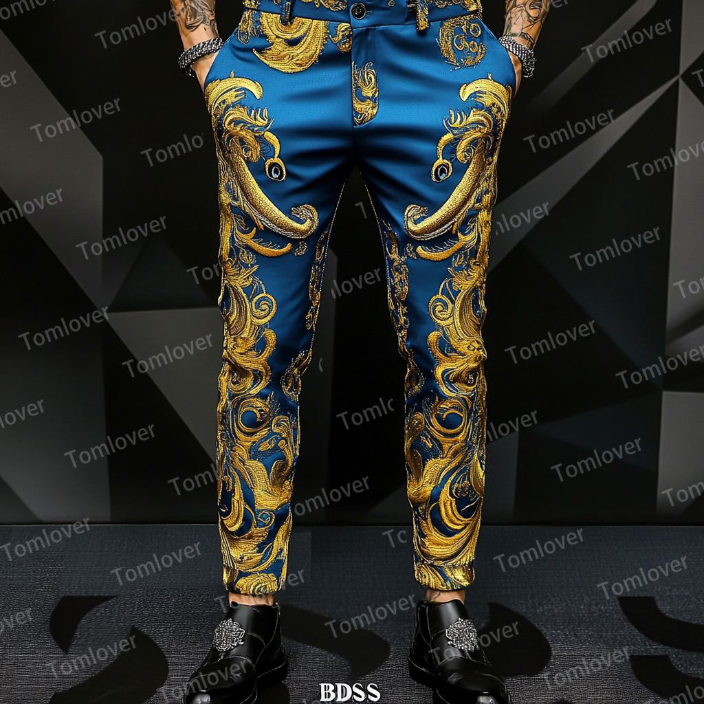 High elastic fabric luxury business casual men's fashion trousers
