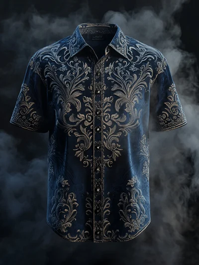 Men's Satin Luxe  Button-Down Soft High Elasticity Short Sleeve Breathable Shirt