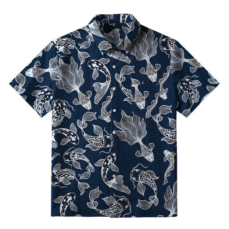 Soft High Elasticity Casual Japanese Koi Hawaiian Shirt