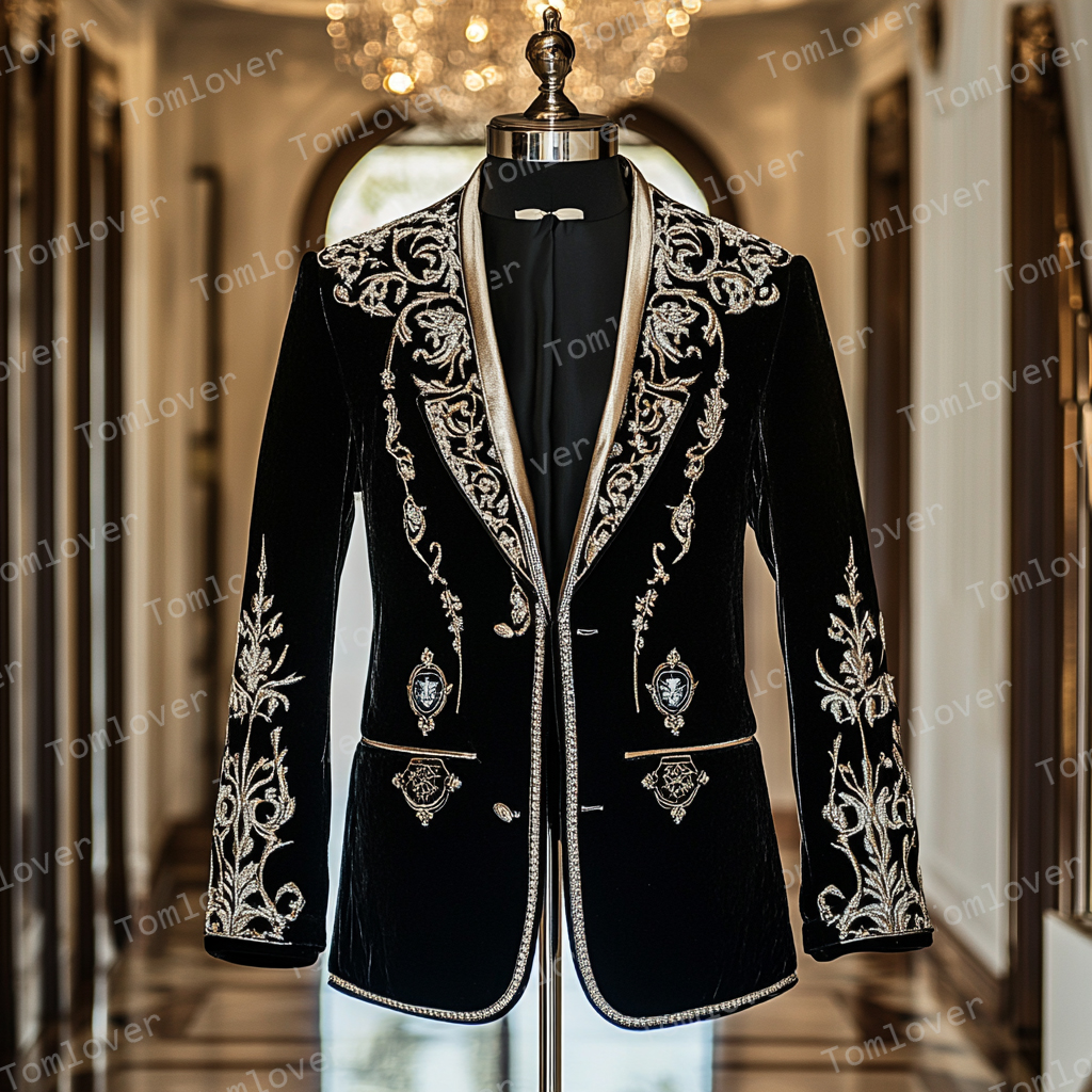 Unique embroidery business gentleman casual Men's Luxury Business Casual Fashion Blazer Suit Coat Jacket