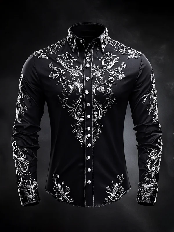 Men's Satin Luxe Long Sleeve Button Down Shirt